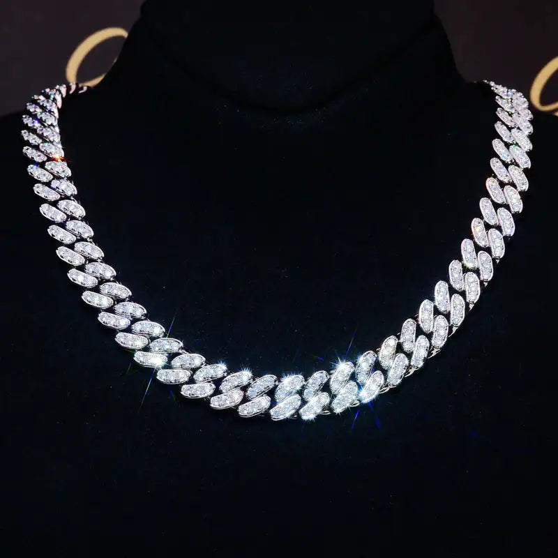 White Gold Plated Seamless Iced Cuban Chain