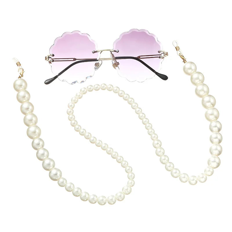 Glasses Chain for Women Big Simulation Pearl Bead Chain for Glasses Lanyard Strap Cords Casual Sunglasses Accessories