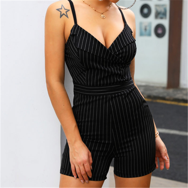 2019 New Style Fashion Sexy Ladies Women Clubwear Playsuit Party Jumpsuit Romper Stripe Casual Skinny Sleeveless Short Playsuit