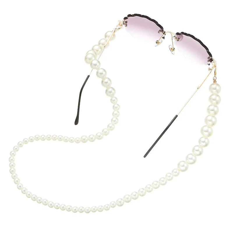 Glasses Chain for Women Big Simulation Pearl Bead Chain for Glasses Lanyard Strap Cords Casual Sunglasses Accessories