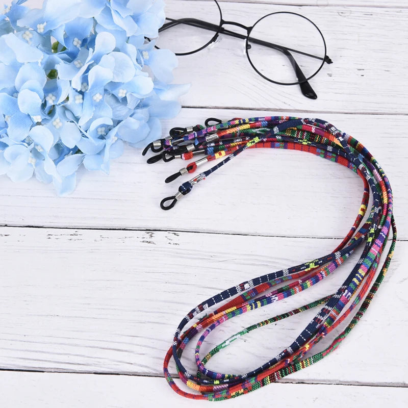 5Pcs Colorful Cotton Blend Sunglasses Strap Eyeglass Chain Reading Glasses Chain String Holder Neck Cord Eyewear Glass Necklace