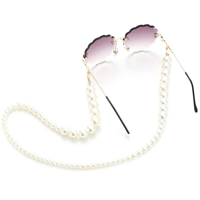 Glasses Chain for Women Big Simulation Pearl Bead Chain for Glasses Lanyard Strap Cords Casual Sunglasses Accessories